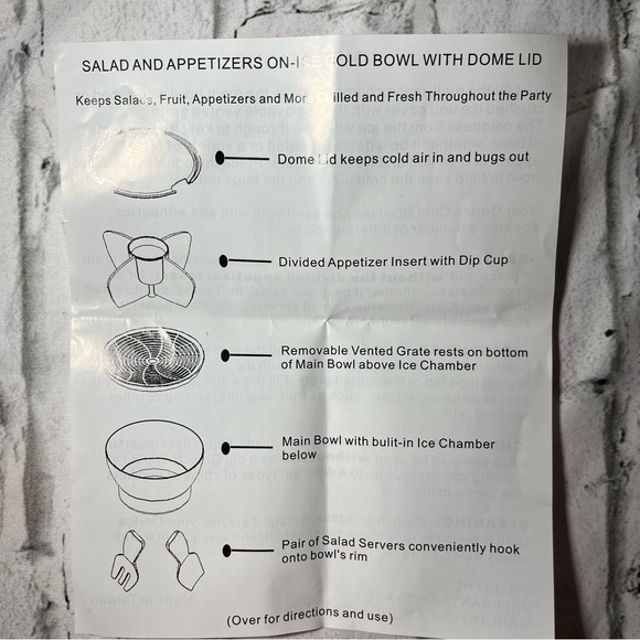 Acrylic Serving Bowl Divided W/dip Bowl  & Utensils Veggies, Fruits,cold salads - Picture 5 of 16